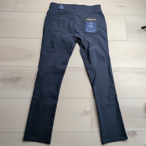 Kenneth Cole NEW Tech Pants Mens 34x32 4 Way Stretch Slim Fit Navy Blue Nylon - Picture 5 of 14